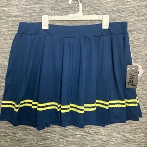 Navy with Yellow Stripes Women's Mini Pleated Skirt Varsity